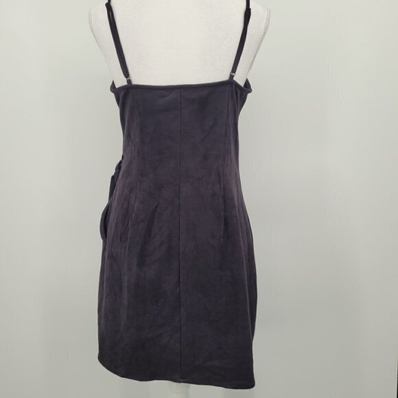 By the Way Desiree Faux Suede Wrap Dress -Black - Picture 7 of 12